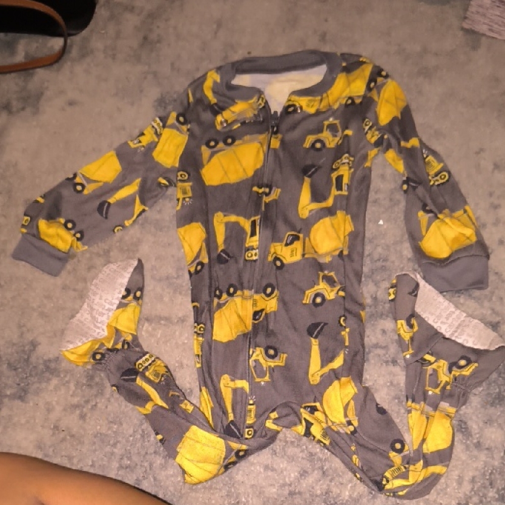 Carter's | Gray and Yellow Construction Footie
